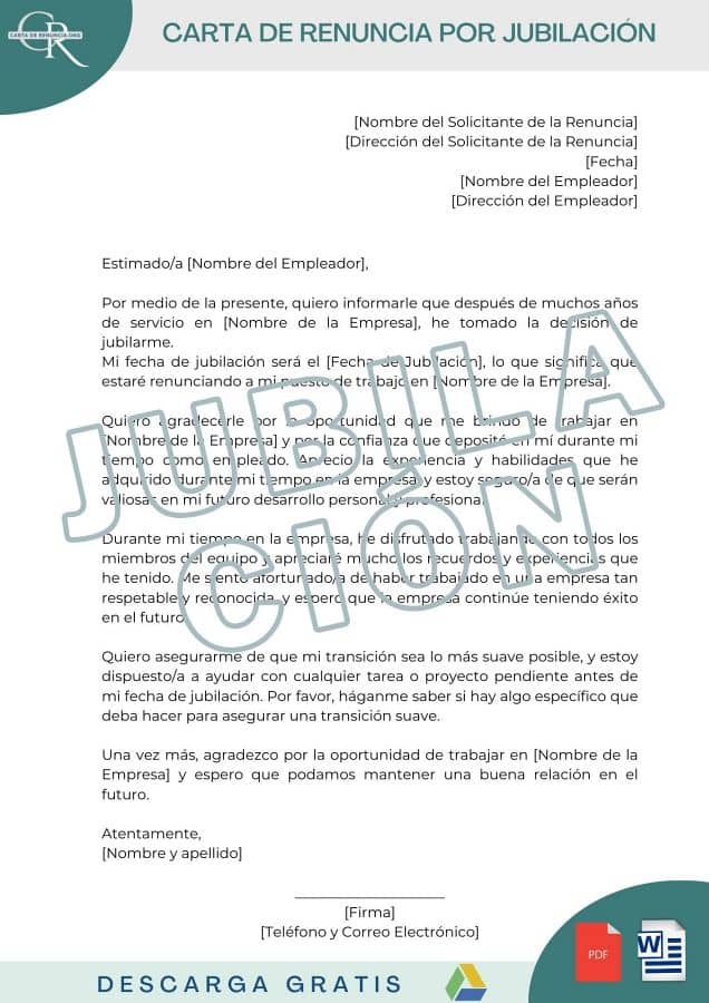 Modelos De Carta De Renuncia Por JubilaciÓn Word Pdf 6452