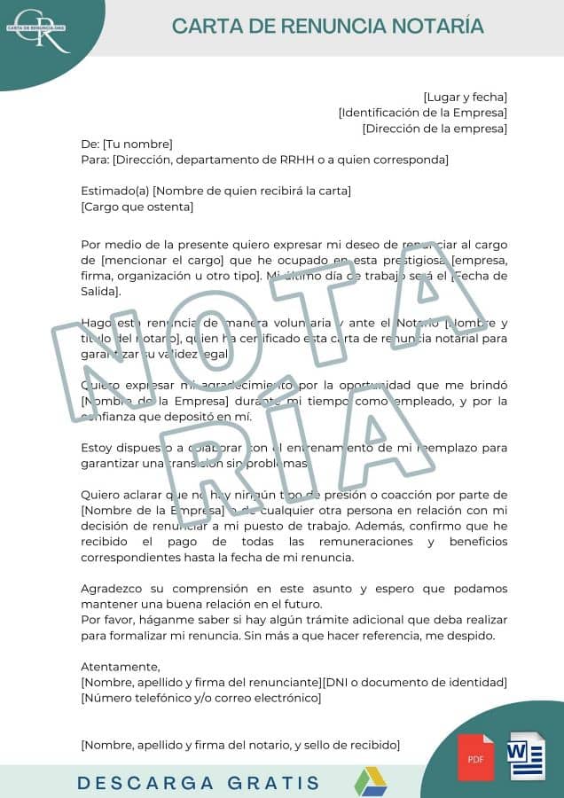 modelos carta de renuncia notaria