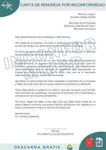 Modelos Carta De Renuncia Por Inconformidad Laboral